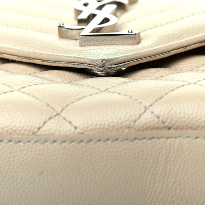 Saint Laurent Grain De Poudre Textured Mixed Matelasse Medium Triquilt Monogram Satchel Nude Powder 5 of 6