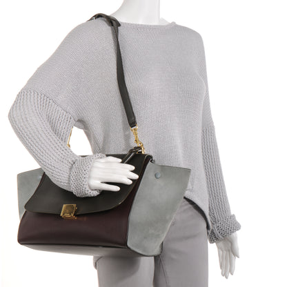 Celine Calfskin and Suede Small Tri-Color Trapeze Grey 2 of 9