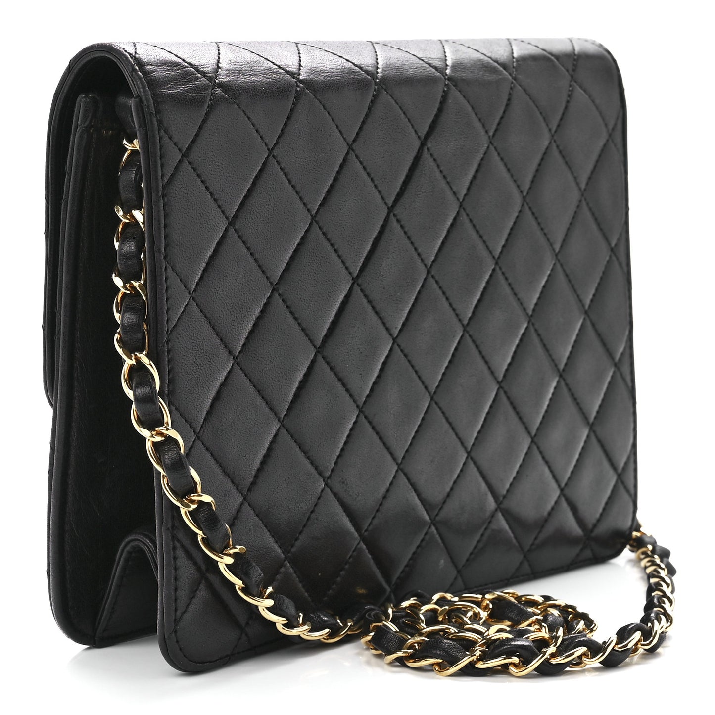 Lambskin Quilted Small Single Flap Black