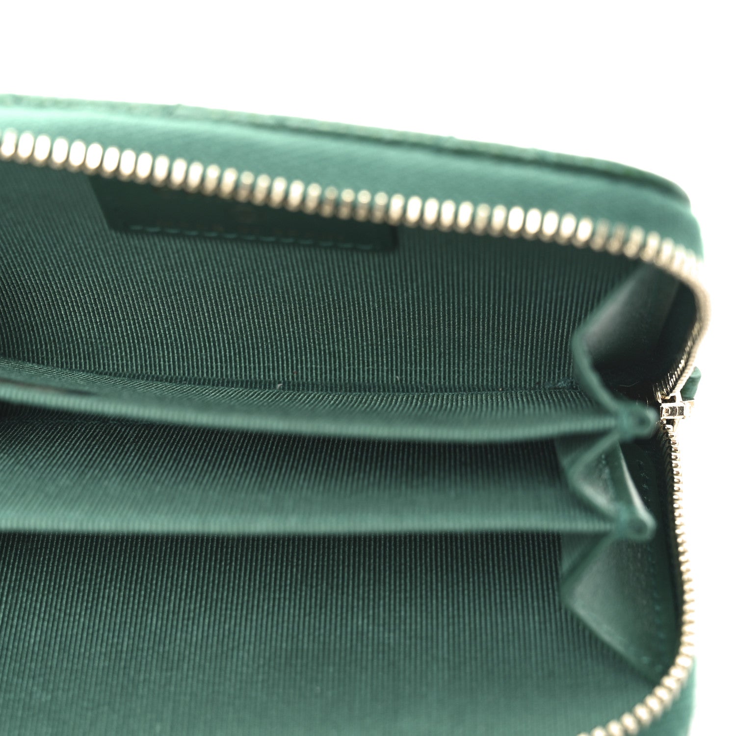 Chanel Metallic Caviar Quilted Zip Coin Purse Green 5 of 8