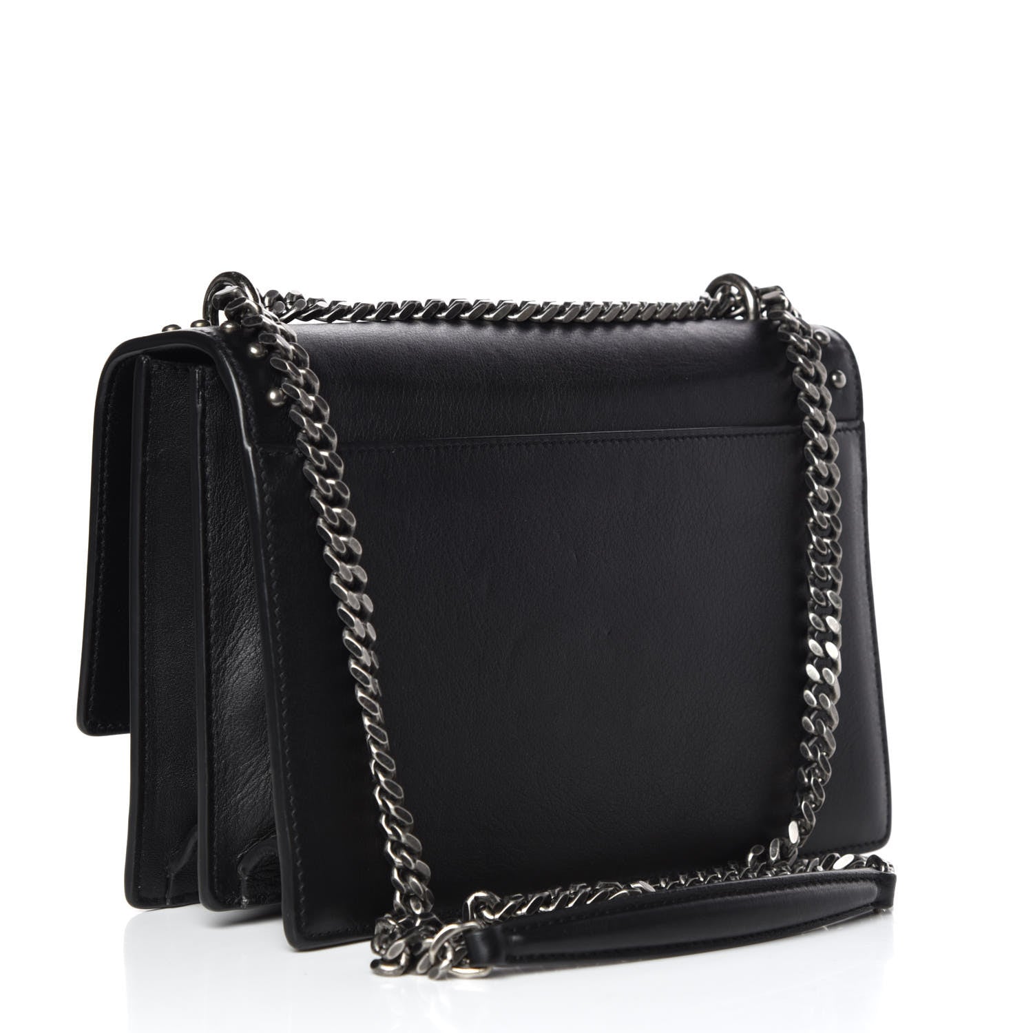 Saint Laurent Grained Calfskin Studded Medium Monogram Heart Sunset Black 3 of 11