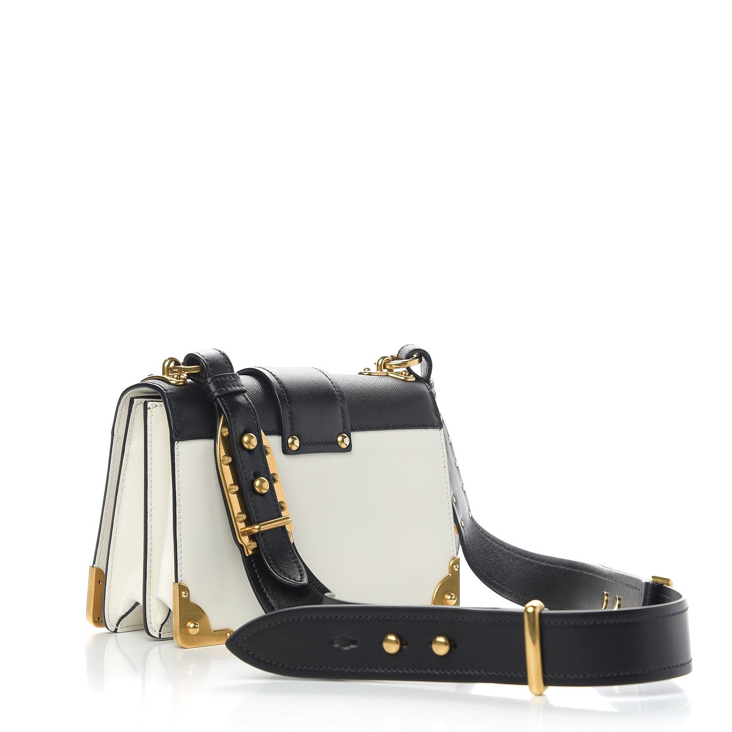 Prada City Calf Saffiano Cahier Bag Talco Black 2 of 12