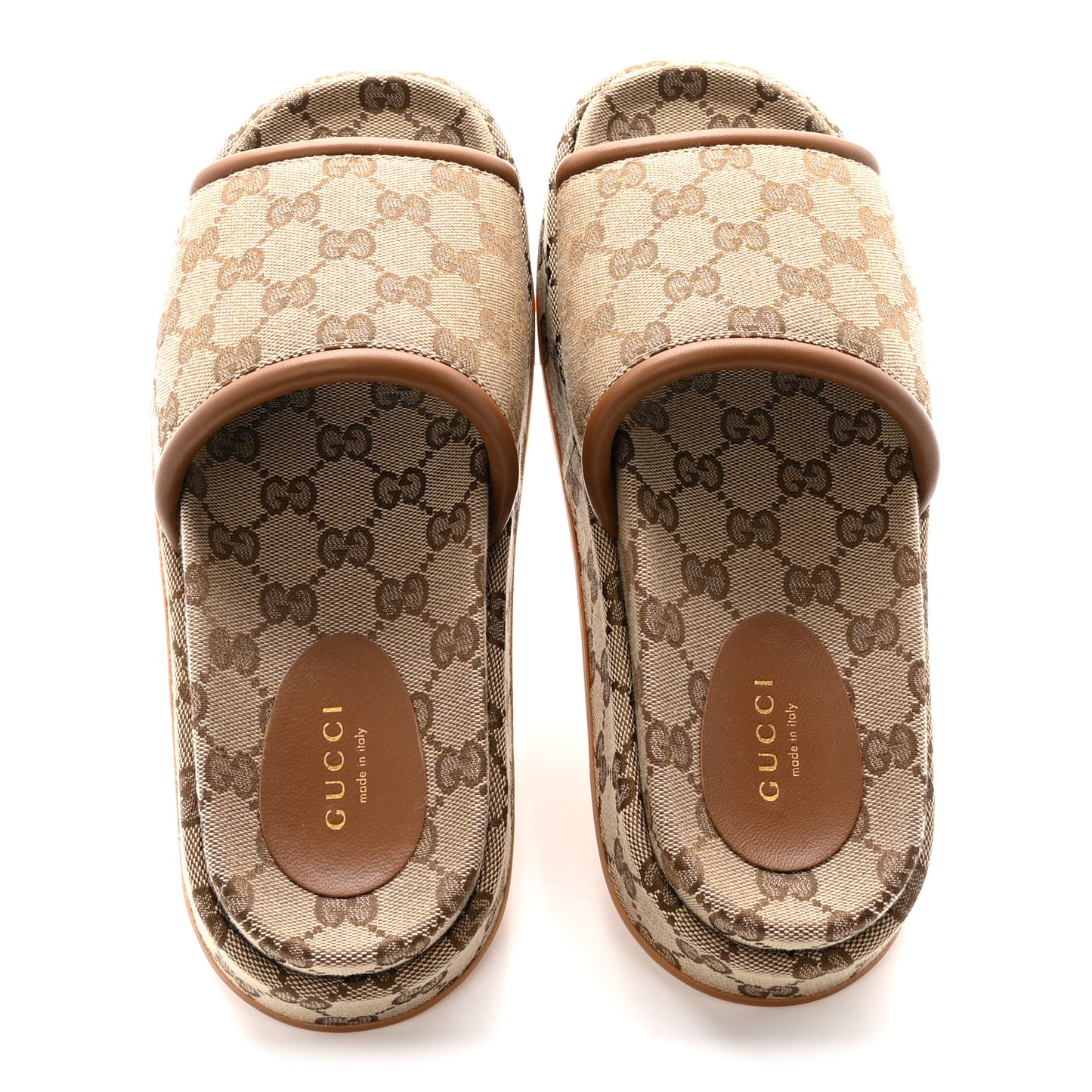 Monogram Womens Platform Sandals 37 Beige Ebony Sundial