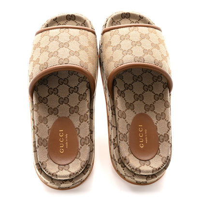 Gucci Monogram Womens Platform Sandals 37 Beige Ebony Sundial 2 of 10