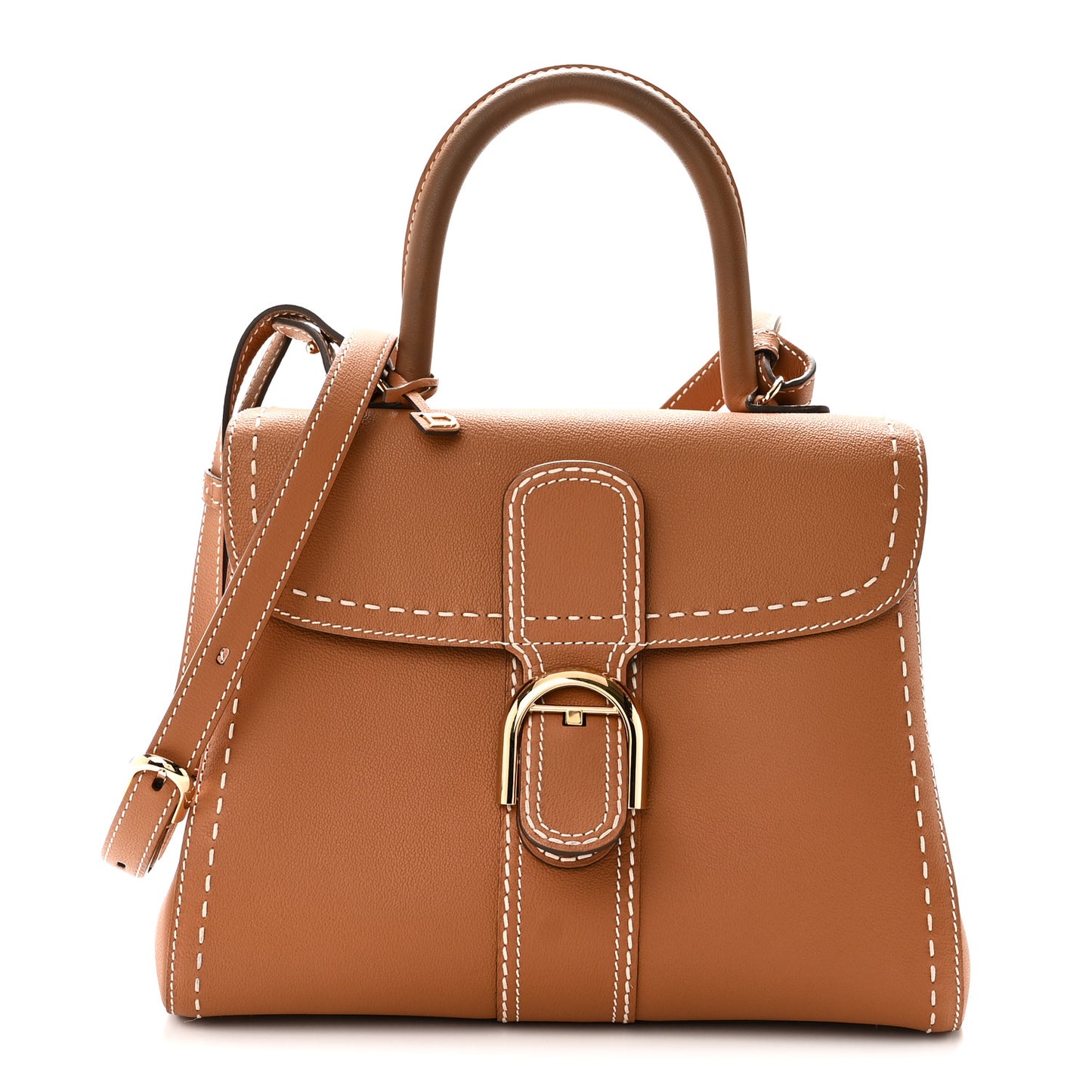 Grained Calfskin Rodeo Surpique MM Brillant Satchel Vegetal Ivory