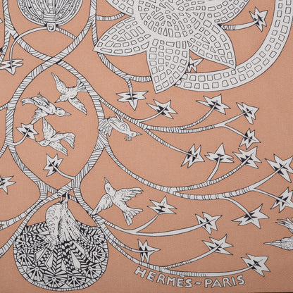 Hermes Silk Les Legendes de L'Arbre Scarf 90 Beige Rose Orange Brun 2 of 5