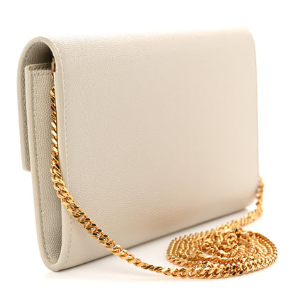 Saint Laurent Grain De Poudre Monogram Uptown Chain Wallet Crema Soft 3 of 12