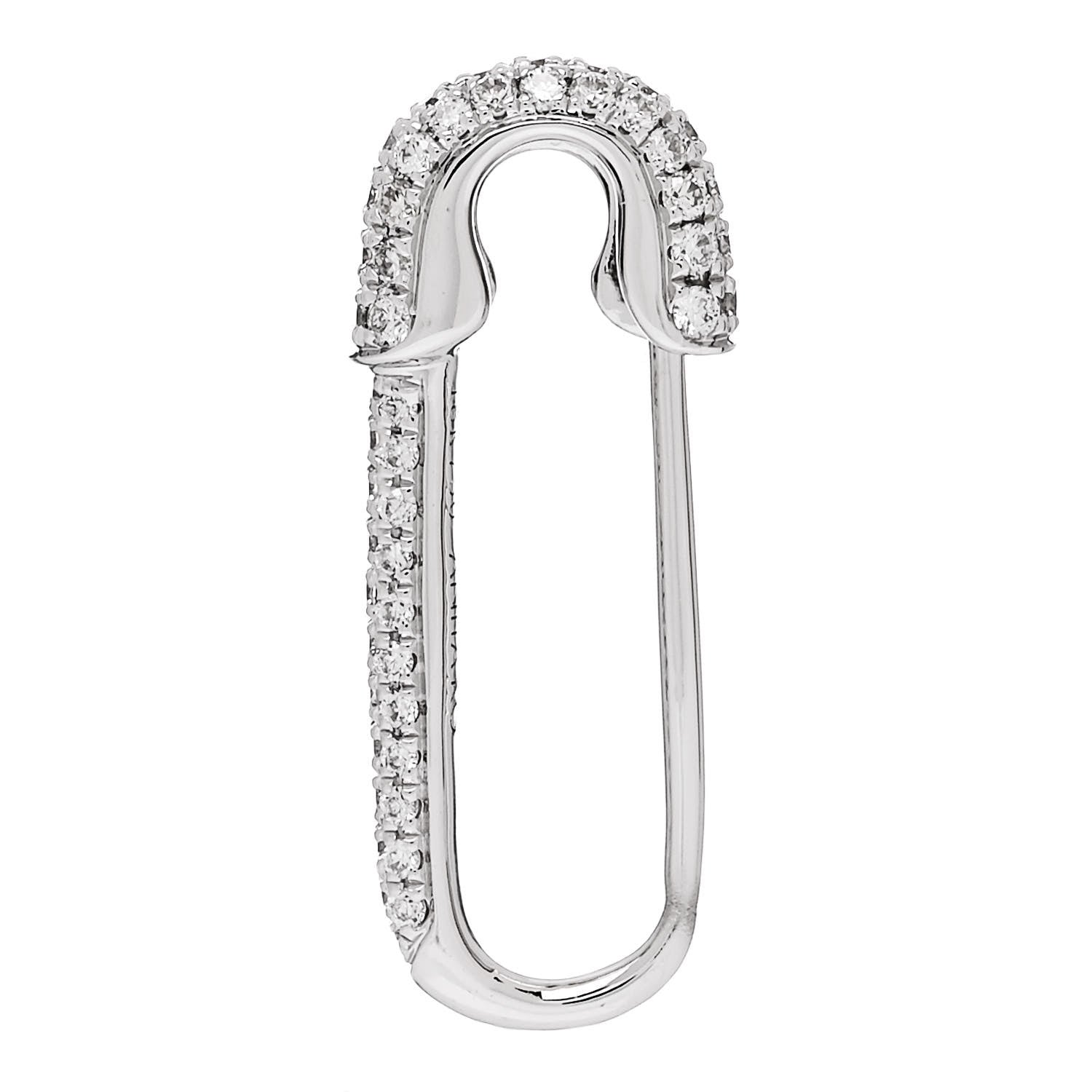 Anita Ko 18K White Gold Diamond Mini Safety Pin Earring 1 of 4