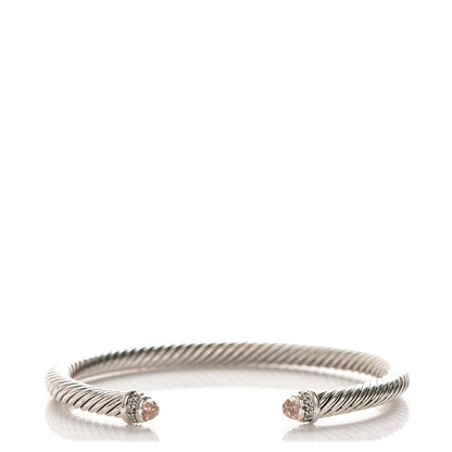 David Yurman Sterling Silver Diamond Morganite 5mm Cable Classics Bracelet 1 of 4