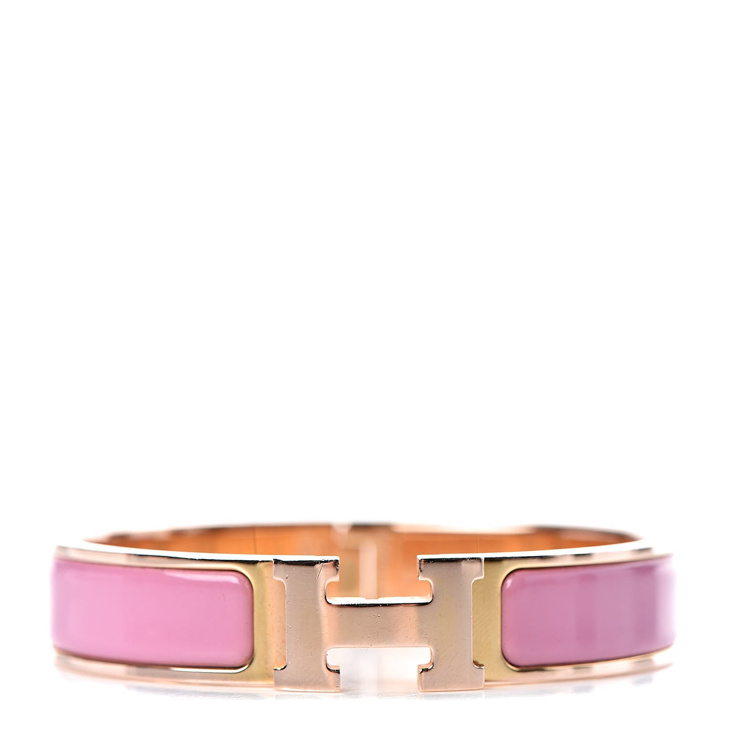 Enamel Narrow Clic Clac H Bracelet PM Rose Flamingo
