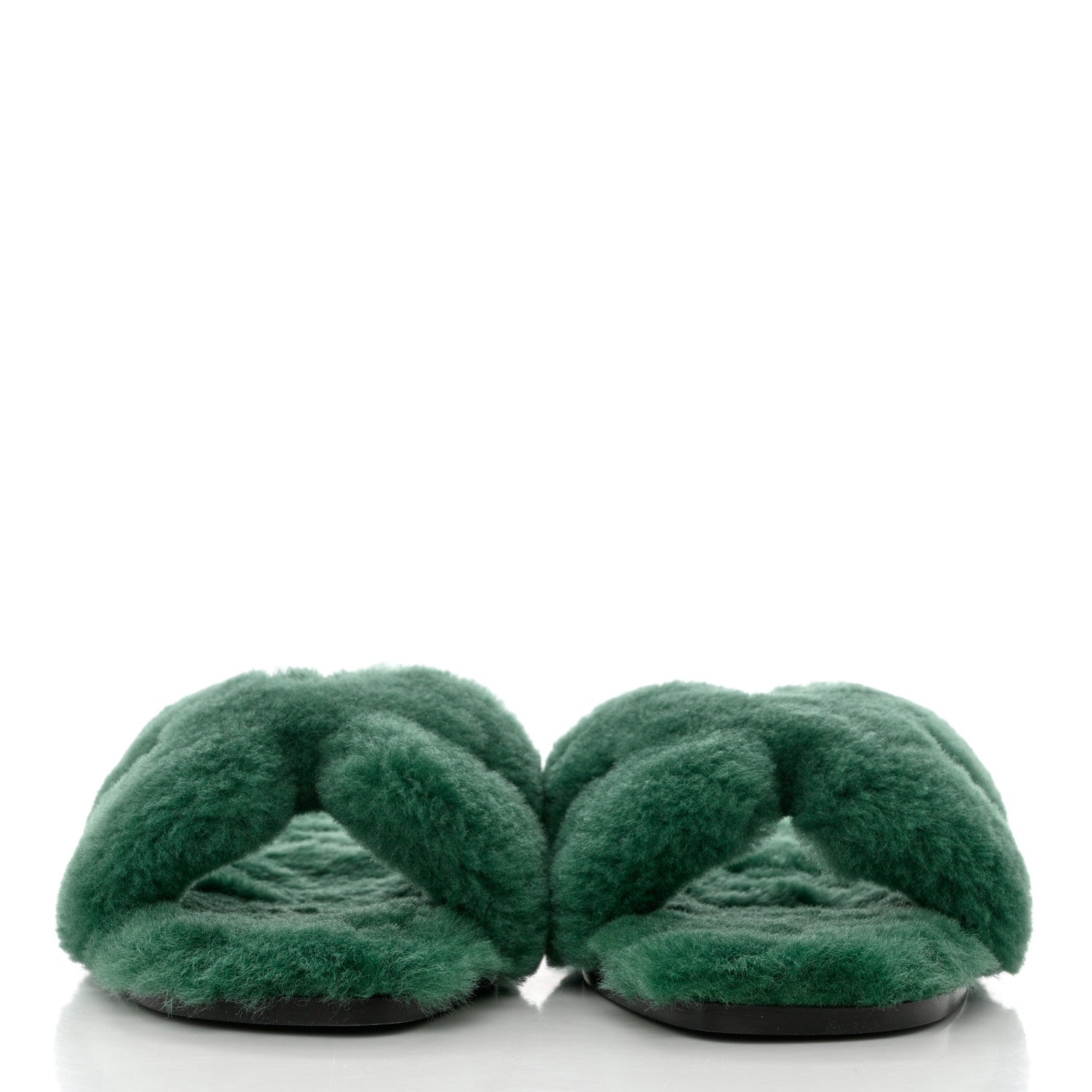Hermes Woolskin Oran Sandals 40 Vert Anglais 2 of 8
