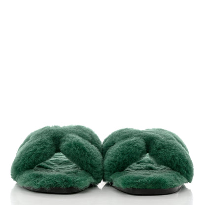 Hermes Woolskin Oran Sandals 40 Vert Anglais 2 of 8