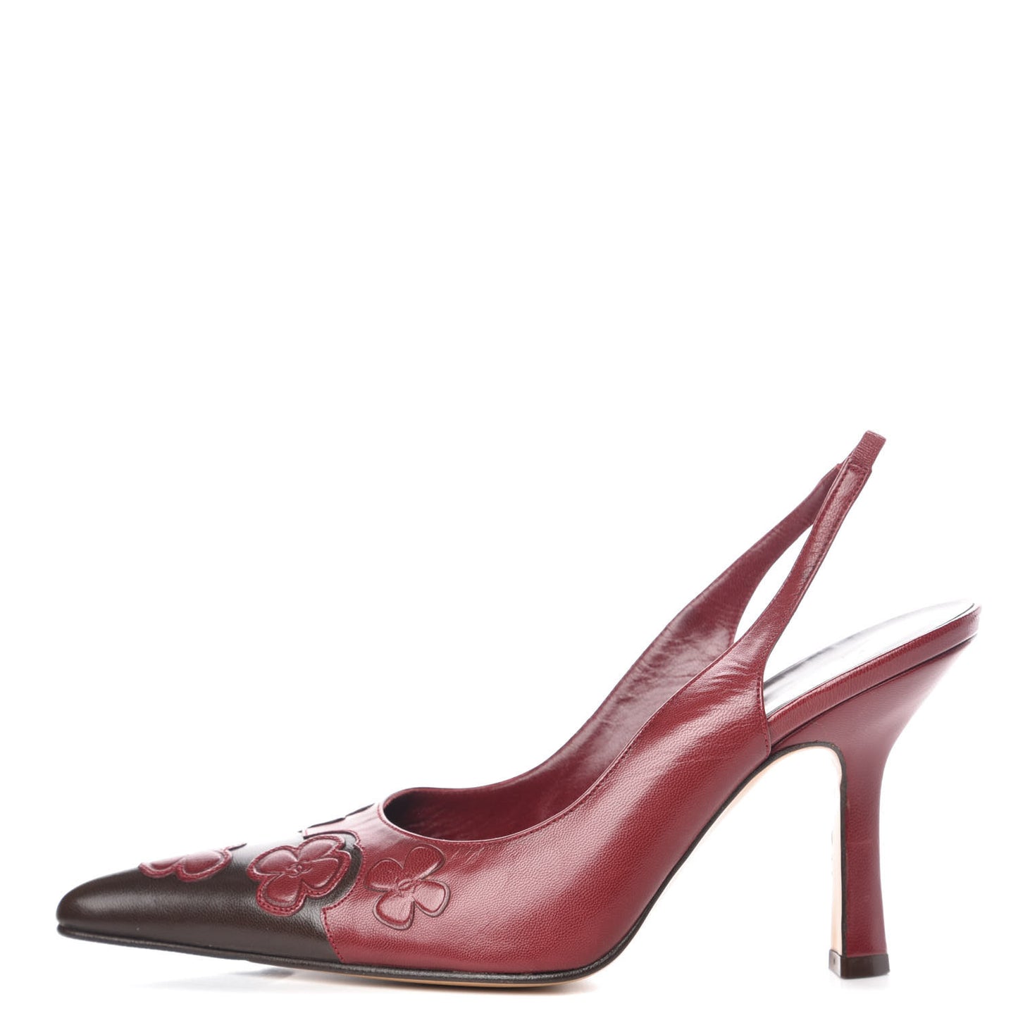 Calfskin Camellia Slingback Pumps 37.5 Red Black