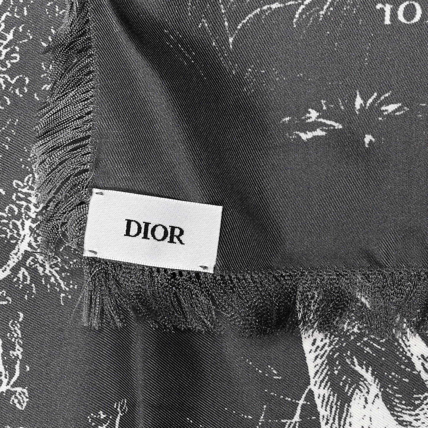 Silk Reverse Toile De Jouy Scarf Grey