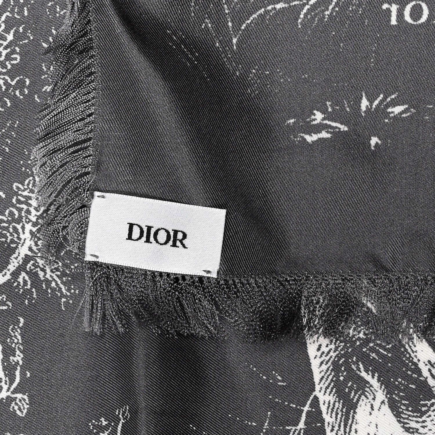Christian Dior Silk Reverse Toile De Jouy Scarf Grey 3 of 5