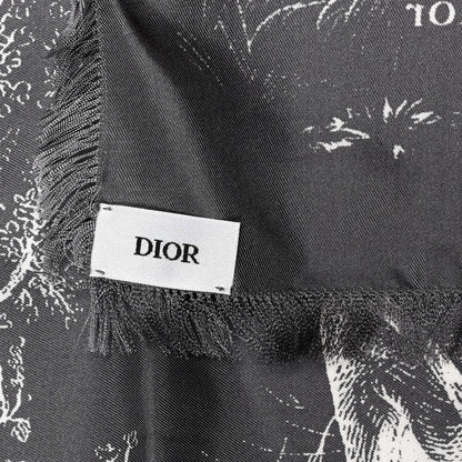 Christian Dior Silk Reverse Toile De Jouy Scarf Grey 3 of 5