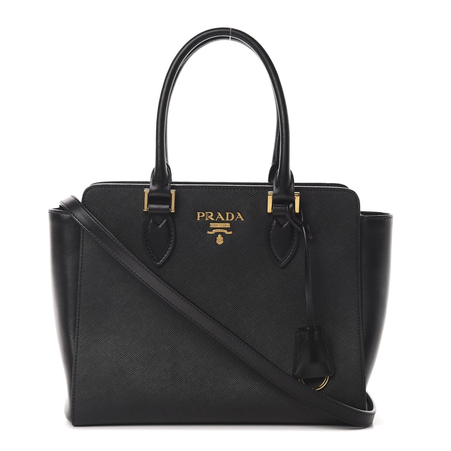 Saffiano Soft Calfskin Small Zippered Tote Black