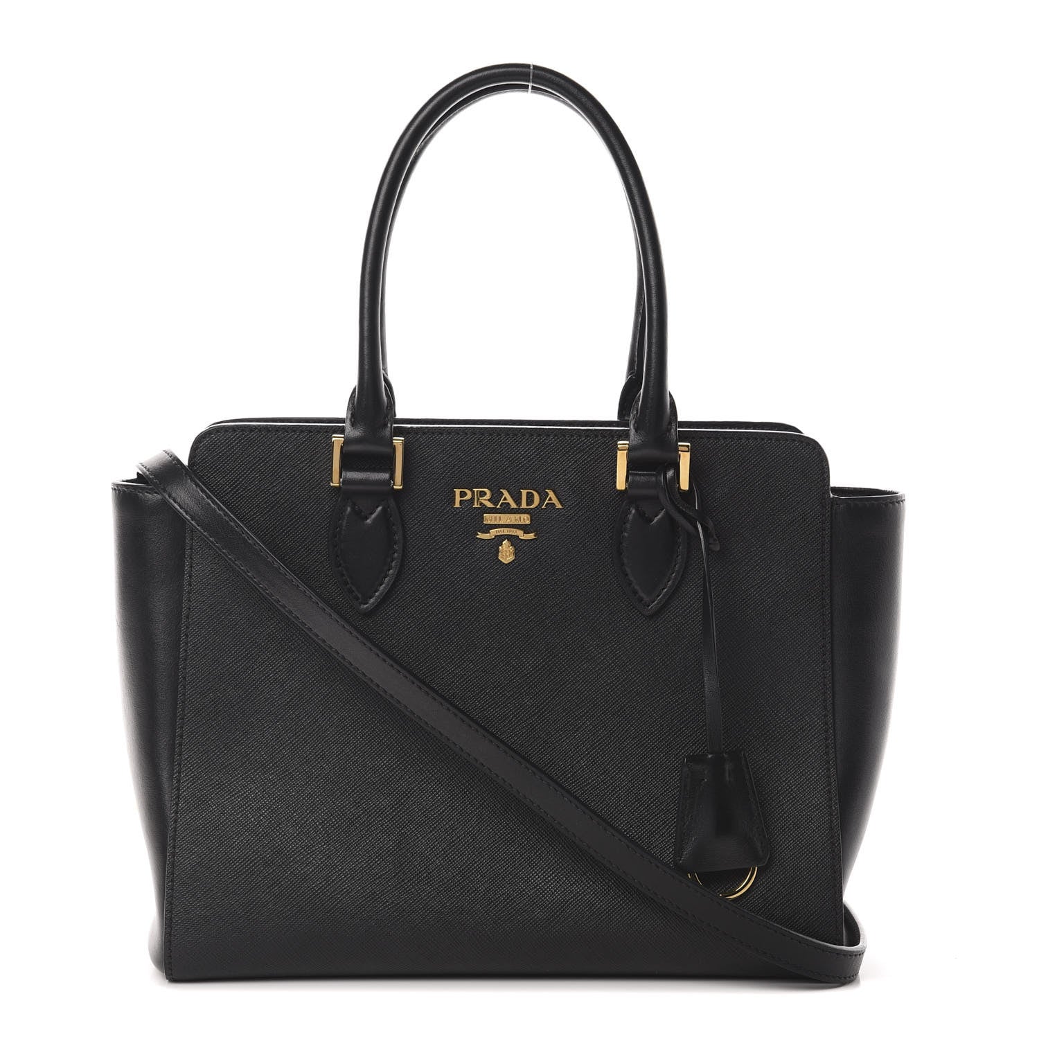 Prada Saffiano Soft Calfskin Small Zippered Tote Black 1 of 12