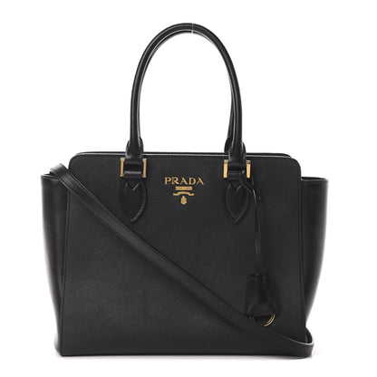 Prada Saffiano Soft Calfskin Small Zippered Tote Black 1 of 12