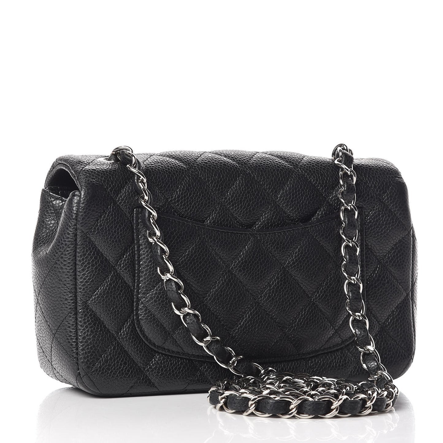 Metallic Caviar Quilted Mini Rectangular Flap Black