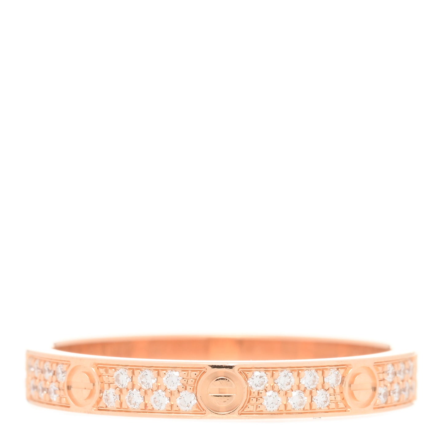 18K Pink Gold Diamond 2.6mm LOVE Paved Band Ring 49 4.75