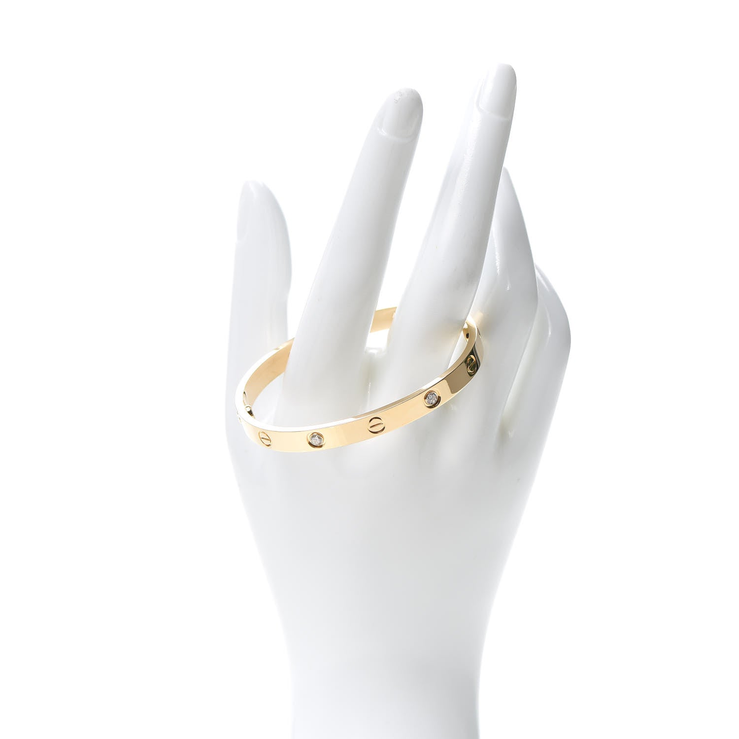 Cartier 18K Yellow Gold 4 Diamond LOVE Bracelet 17 2 of 8