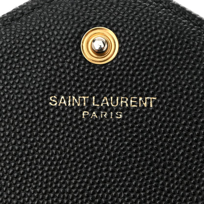 Saint Laurent Grain De Poudre Matelasse Chevron Monogram Chain Wallet Black 6 of 13