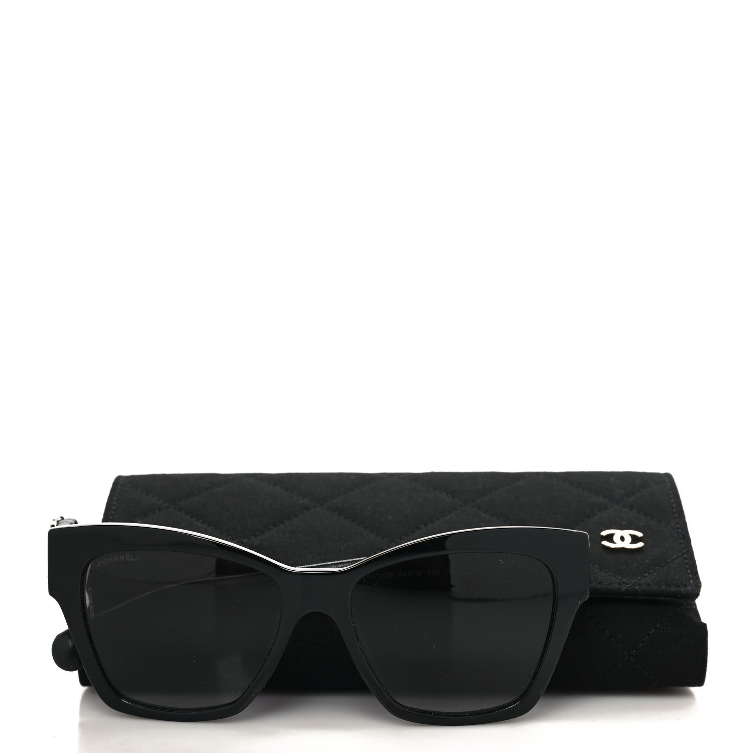 Chanel Acetate Square Cat Eye CC Sunglasses 5456-Q-A Black 7 of 7