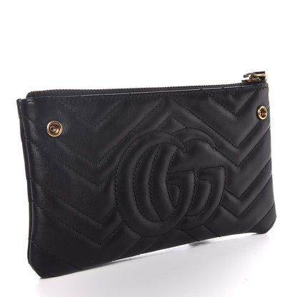 Gucci Calfskin Matelasse Small GG Marmont Double Zip Shoulder Bag Black 6 of 12