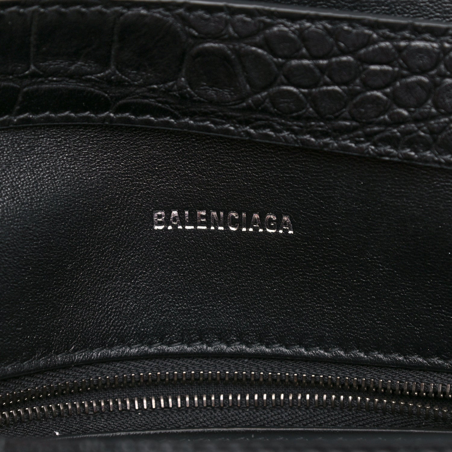 Balenciaga Extra Supple Calfskin Crocodile Embossed Monochrome XS Downtown Shoulder Bag Black 6 of 10