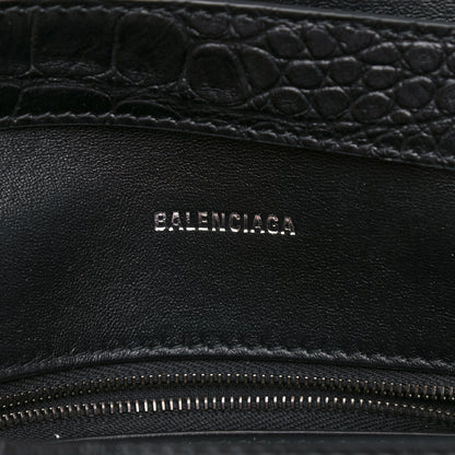 Balenciaga Extra Supple Calfskin Crocodile Embossed Monochrome XS Downtown Shoulder Bag Black 6 of 10