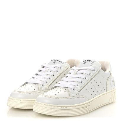 Chanel Calfskin Womens Logo Sneakers 38 White 4 of 11