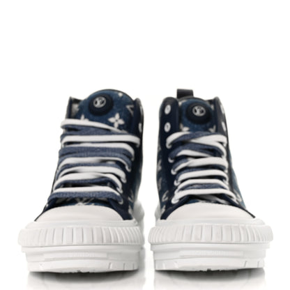 Louis Vuitton Denim Monogram Squad Sneaker Boots 40 Marine 2 of 8