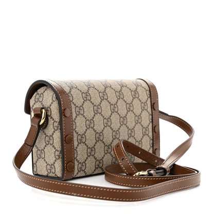 Gucci GG Supreme Monogram Mini Horsebit 1955 Shoulder Bag Beige Brown Sugar 3 of 11