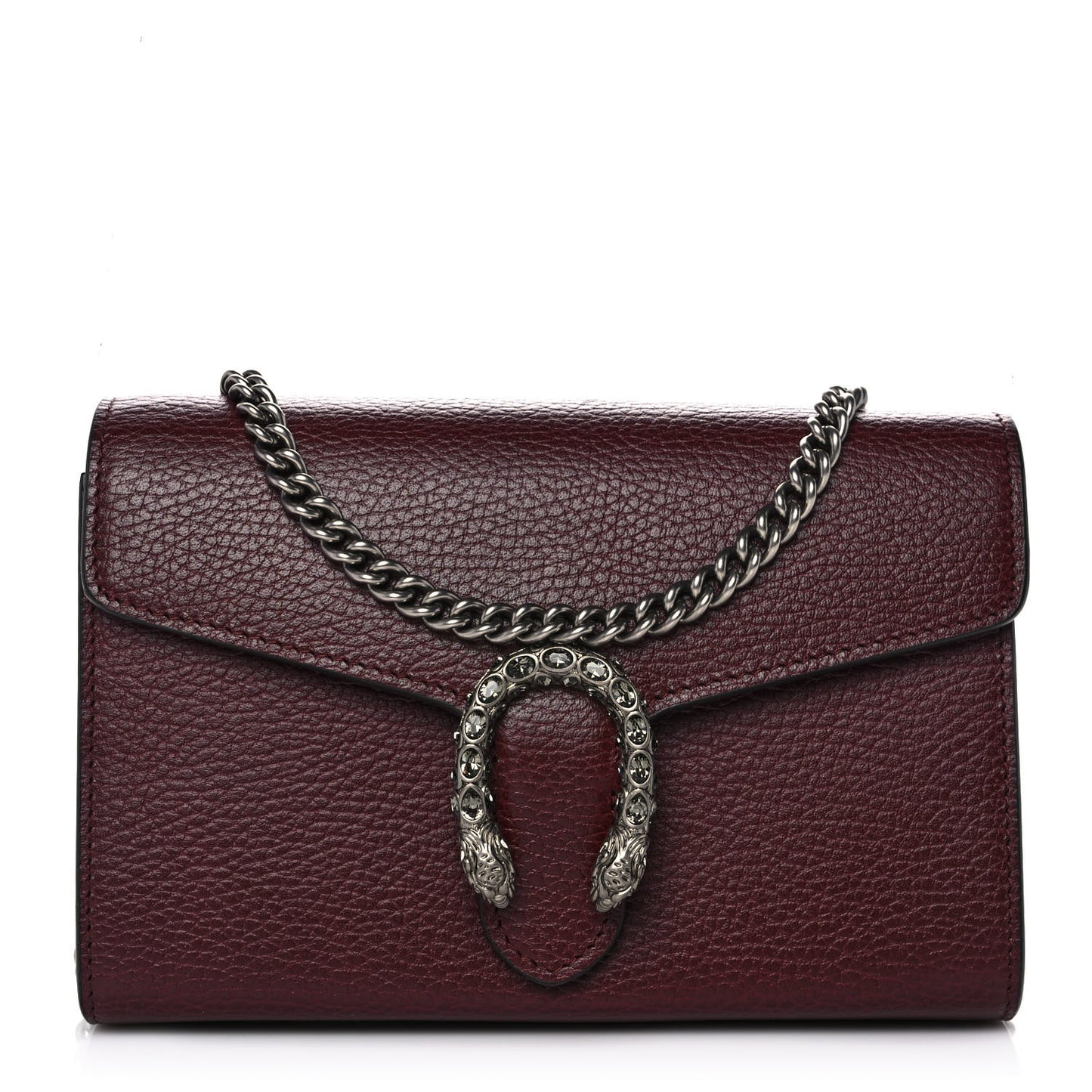 Dollar Calfskin Crystal Mini Dionysus Chain Wallet Vintage Bordeaux