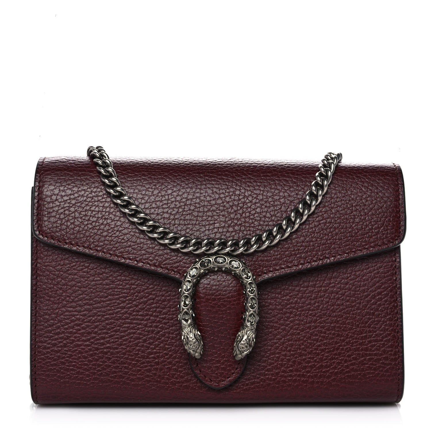 Gucci Dollar Calfskin Crystal Mini Dionysus Chain Wallet Vintage Bordeaux 1 of 9