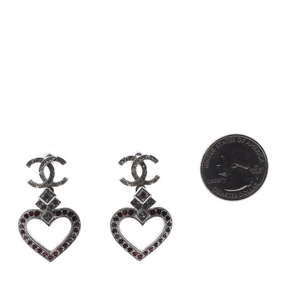 Chanel Crystal Heart CC Drop Earrings Silver Mutlicolor 3 of 6