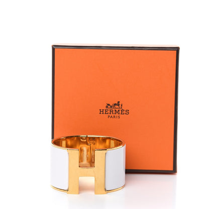 Hermes Enamel Extra Wide Clic Clac H Bracelet PM White 5 of 5