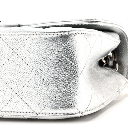 Chanel Metallic Caviar Quilted Mini Rectangular CC Slide Flap Silver 10 of 11