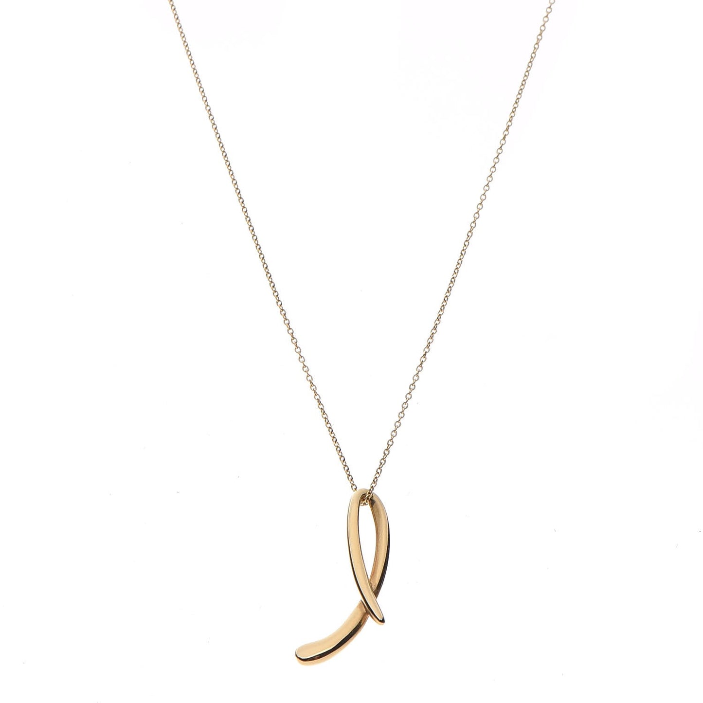 18K Yellow Gold Elsa Peretti Letter L Pendant Necklace