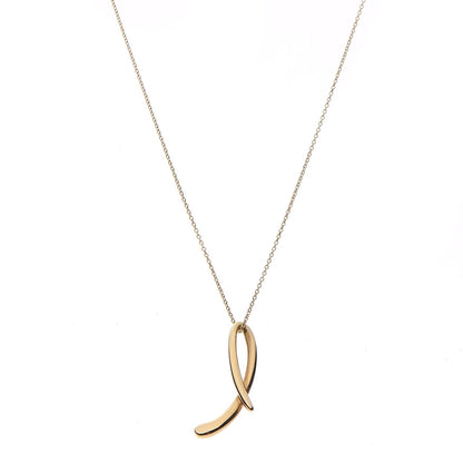 Tiffany 18K Yellow Gold Elsa Peretti Letter L Pendant Necklace 1 of 8