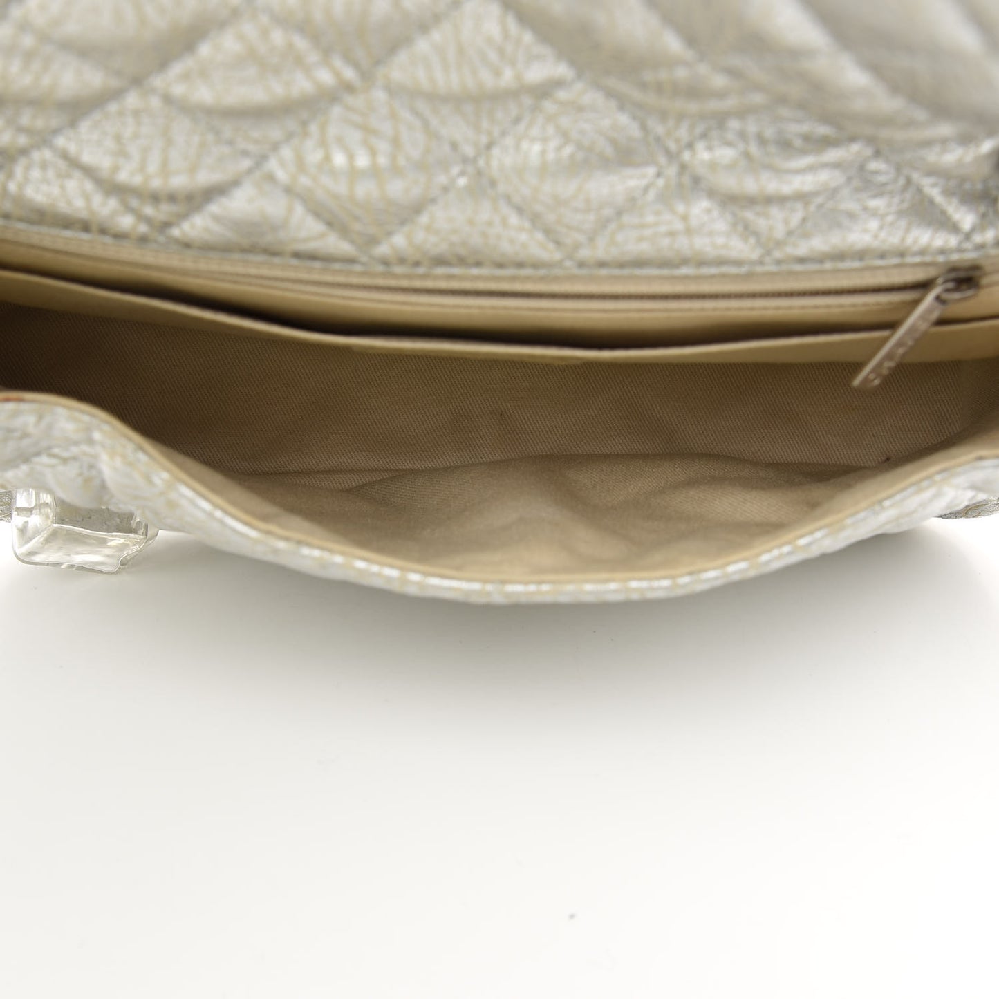 Calfskin Ice Cube On the Rocks Medium Flap Silver