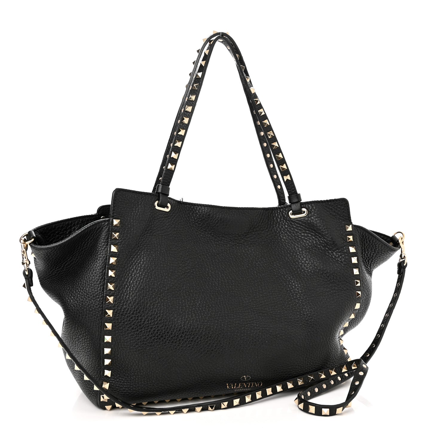 Alce Printed Calfskin Medium Rockstud Tote Black