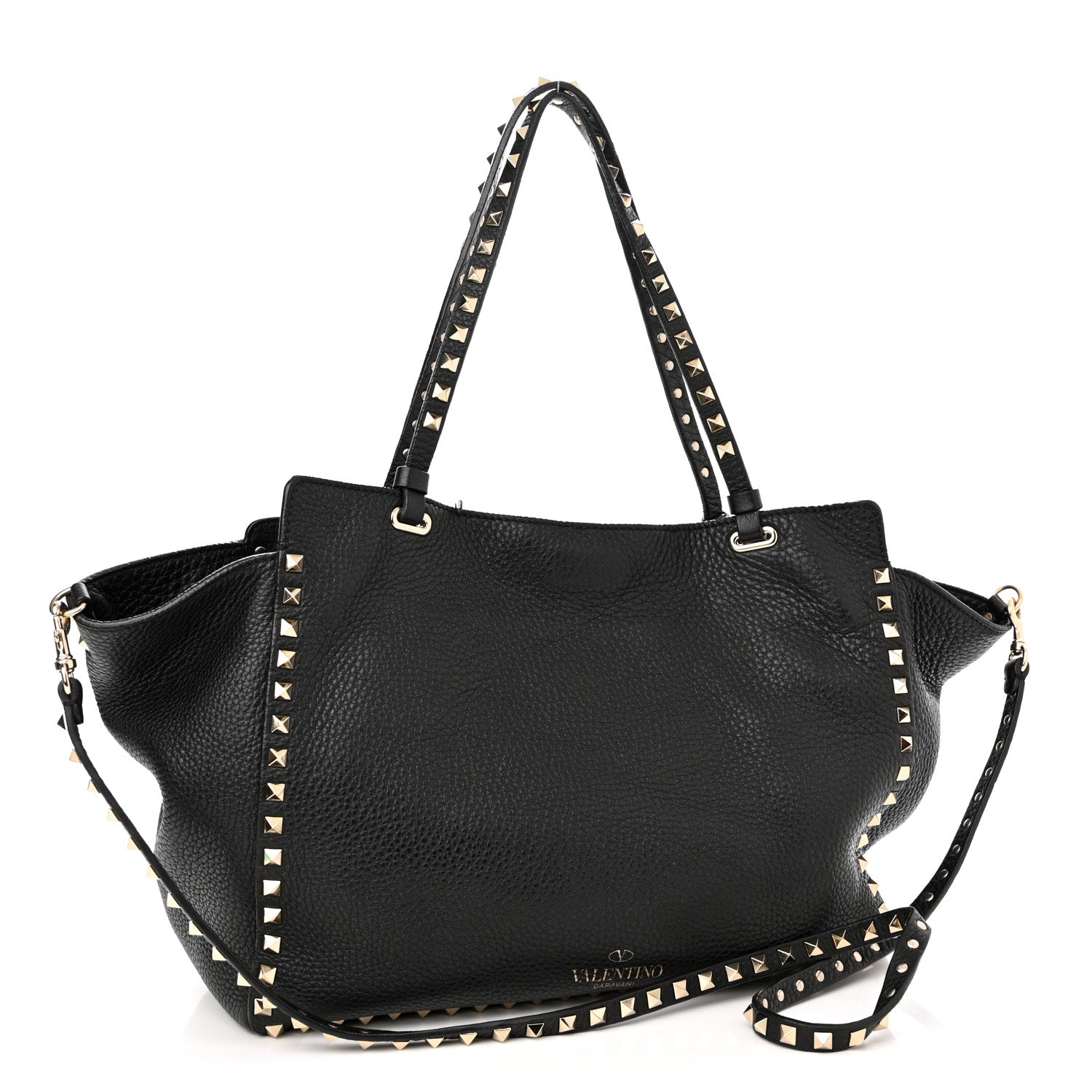 Valentino Garavani Alce Printed Calfskin Medium Rockstud Tote Black 3 of 11