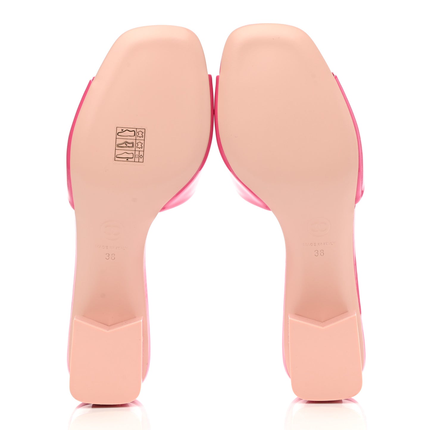 Patent Calfskin CC Mules 38 Dark Pink Light Pink