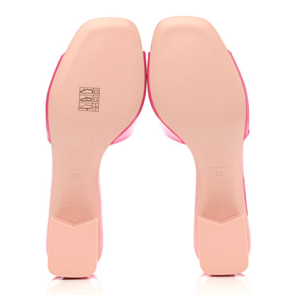 Chanel Patent Calfskin CC Mules 38 Dark Pink Light Pink 5 of 8