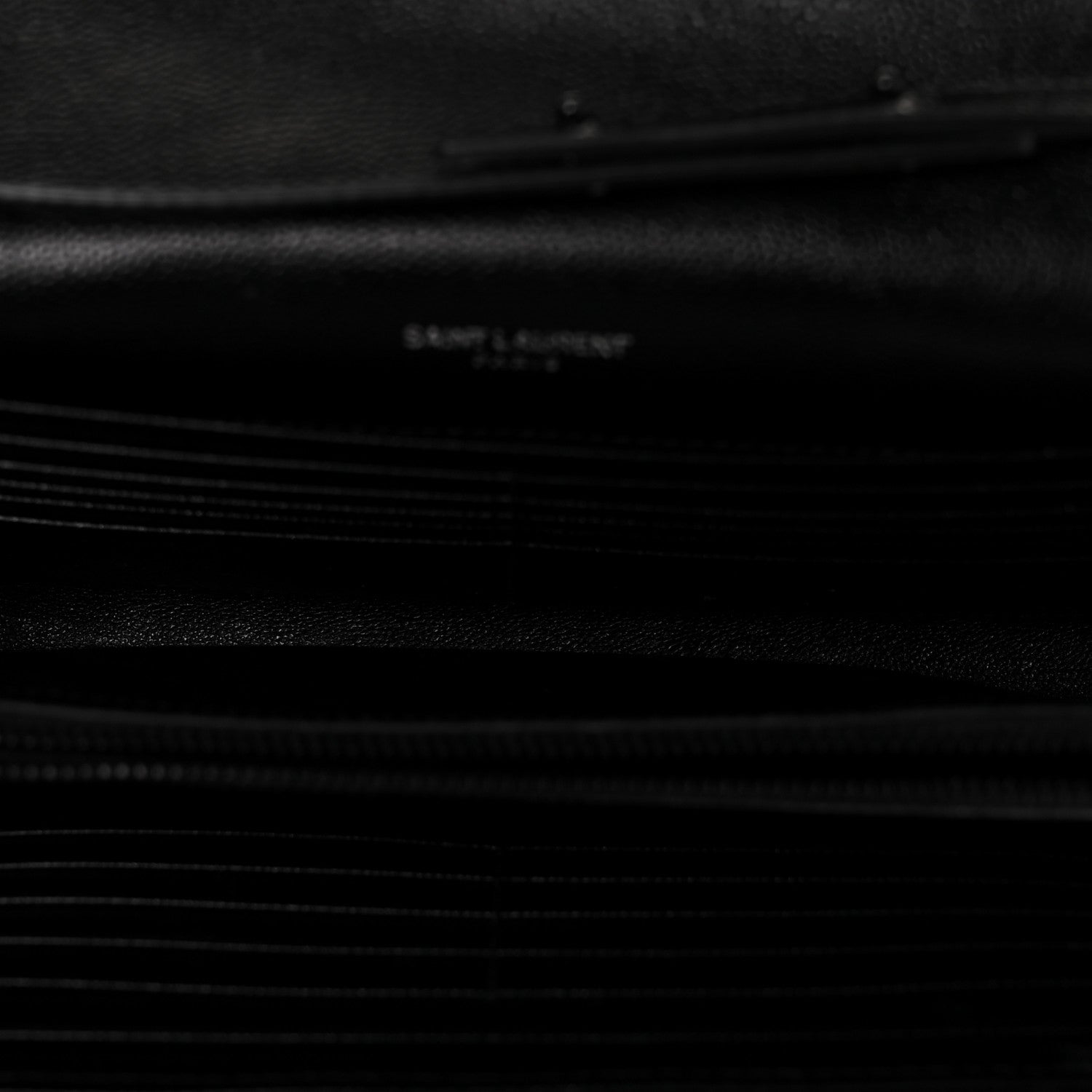 Saint Laurent Grain De Poudre Matelasse Chevron Monogram Chain Wallet Black 5 of 8