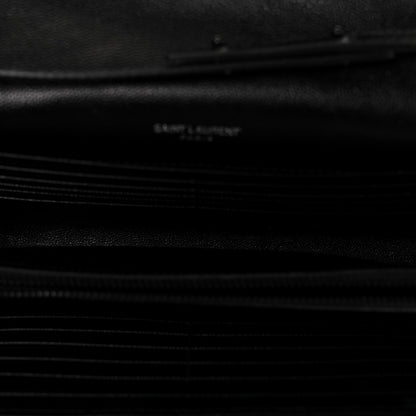Saint Laurent Grain De Poudre Matelasse Chevron Monogram Chain Wallet Black 5 of 8