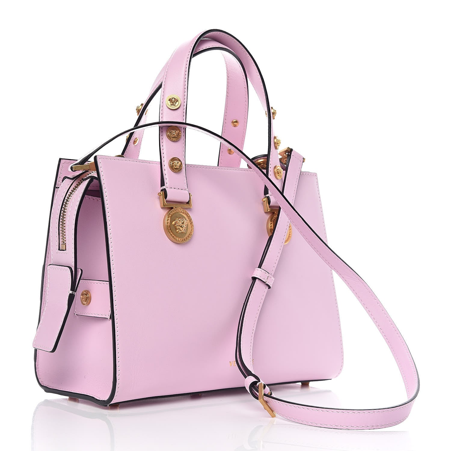 Versace Calfskin Medusa Stud Tribute Tote Pink 3 of 10