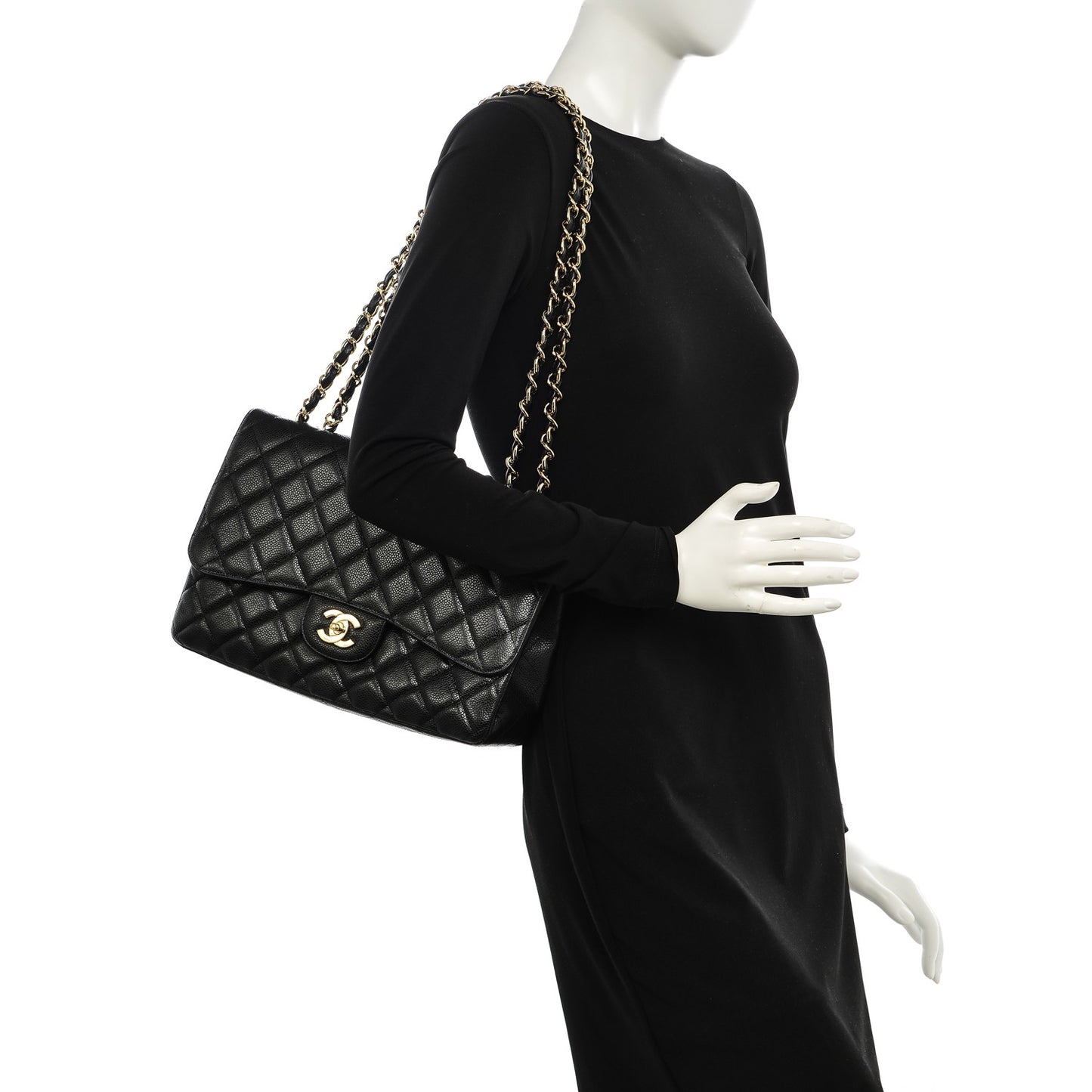 Caviar Quilted Jumbo Single Flap Black